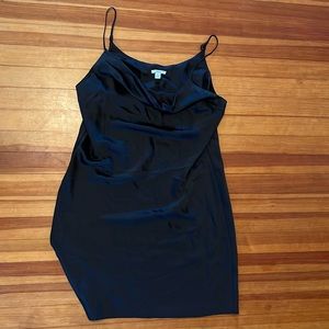 Bar III black satin cowl neck dress